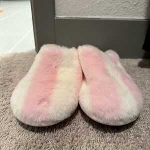 Victoria Secret Pink and White Striped House Slippers